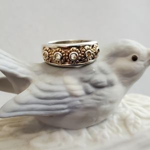 Sterling and 14K Yellow Gold Bead Open Circle Band Ring Michelle Albala